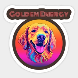 Retro Golden Energy-Golden Retriever Sticker